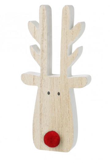 Wooden Reindeer Red Nose